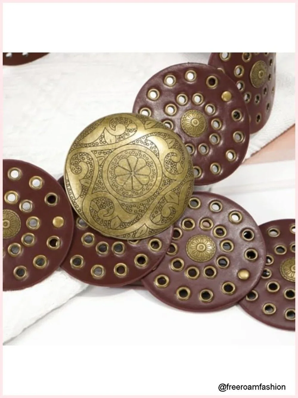 Vintage Hollow Boho Wide Disc Belt with Metal Buckle